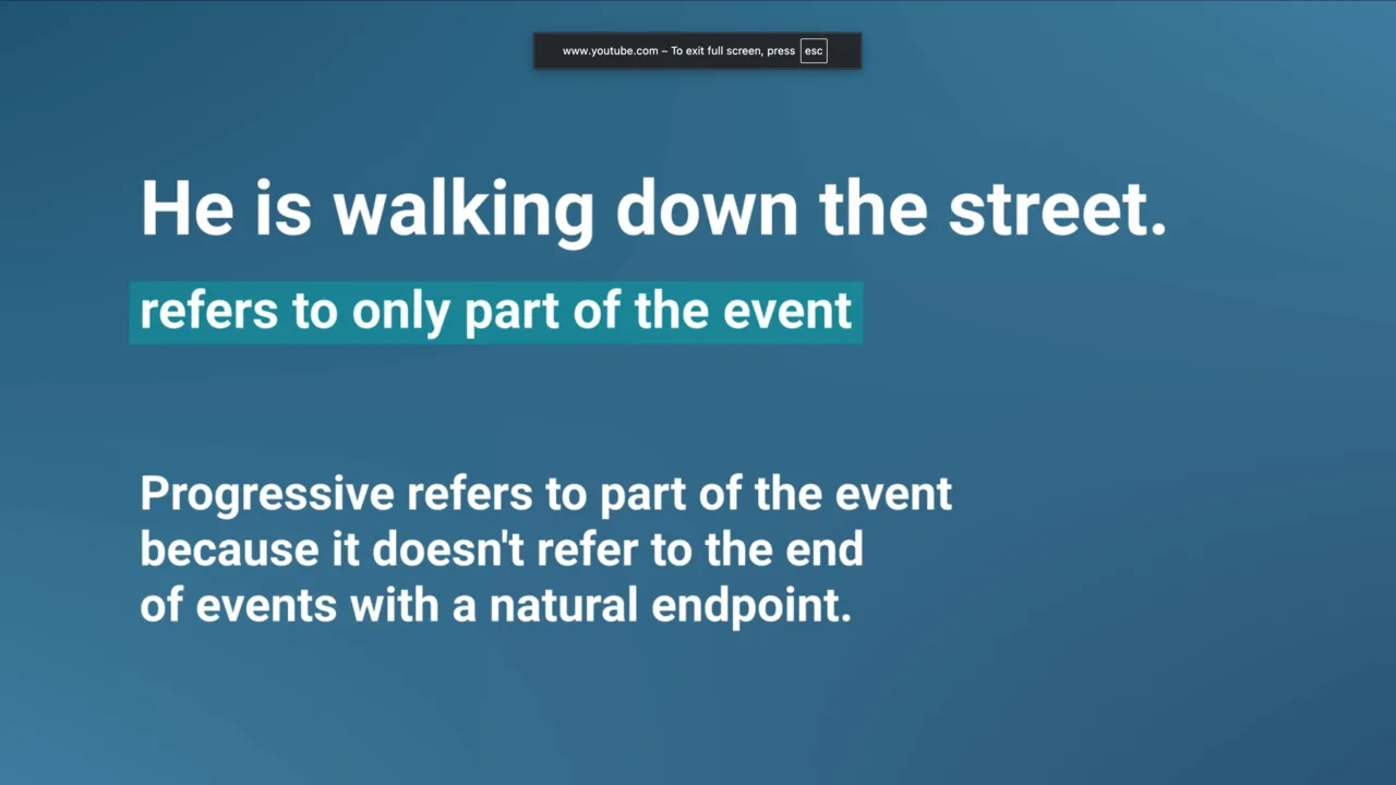 Slide: the progressive refers to only part of an event